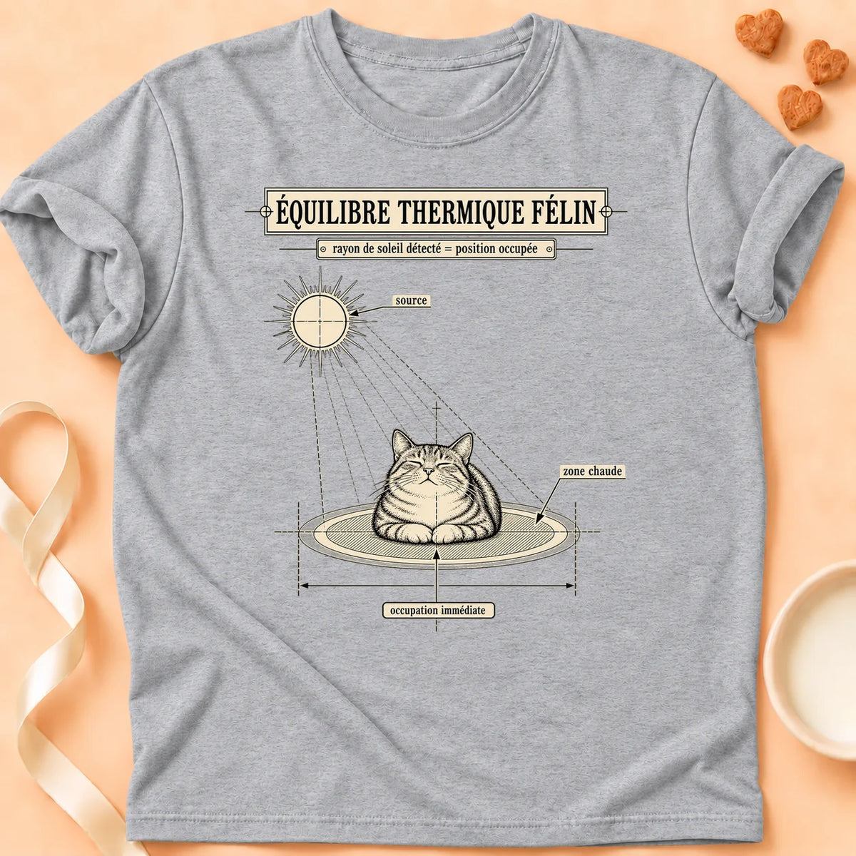 T-shirt chat Patoume – T-shirt Equilibre thermique – Gris
