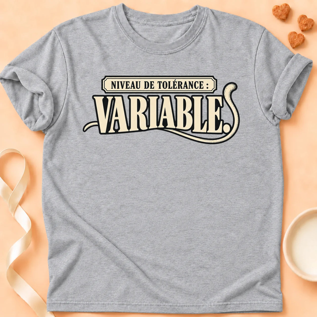 T-shirt chat Patoume – T-shirt Niveau de tolérance – Gris