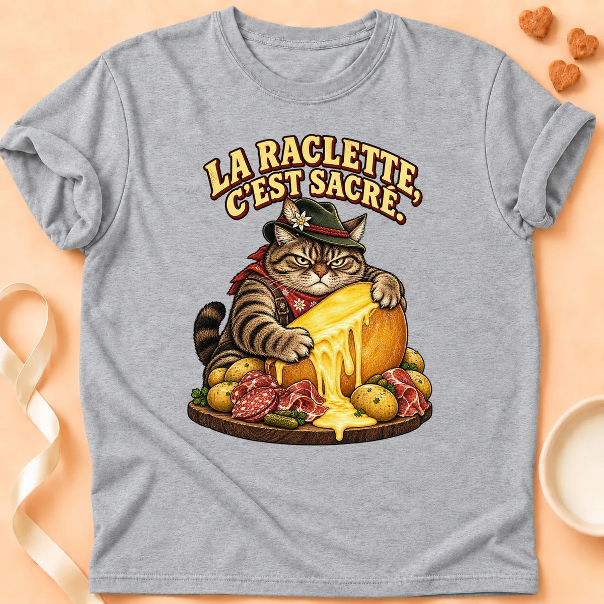 T-shirt chat Patoume – T-shirt Raclette – Gris