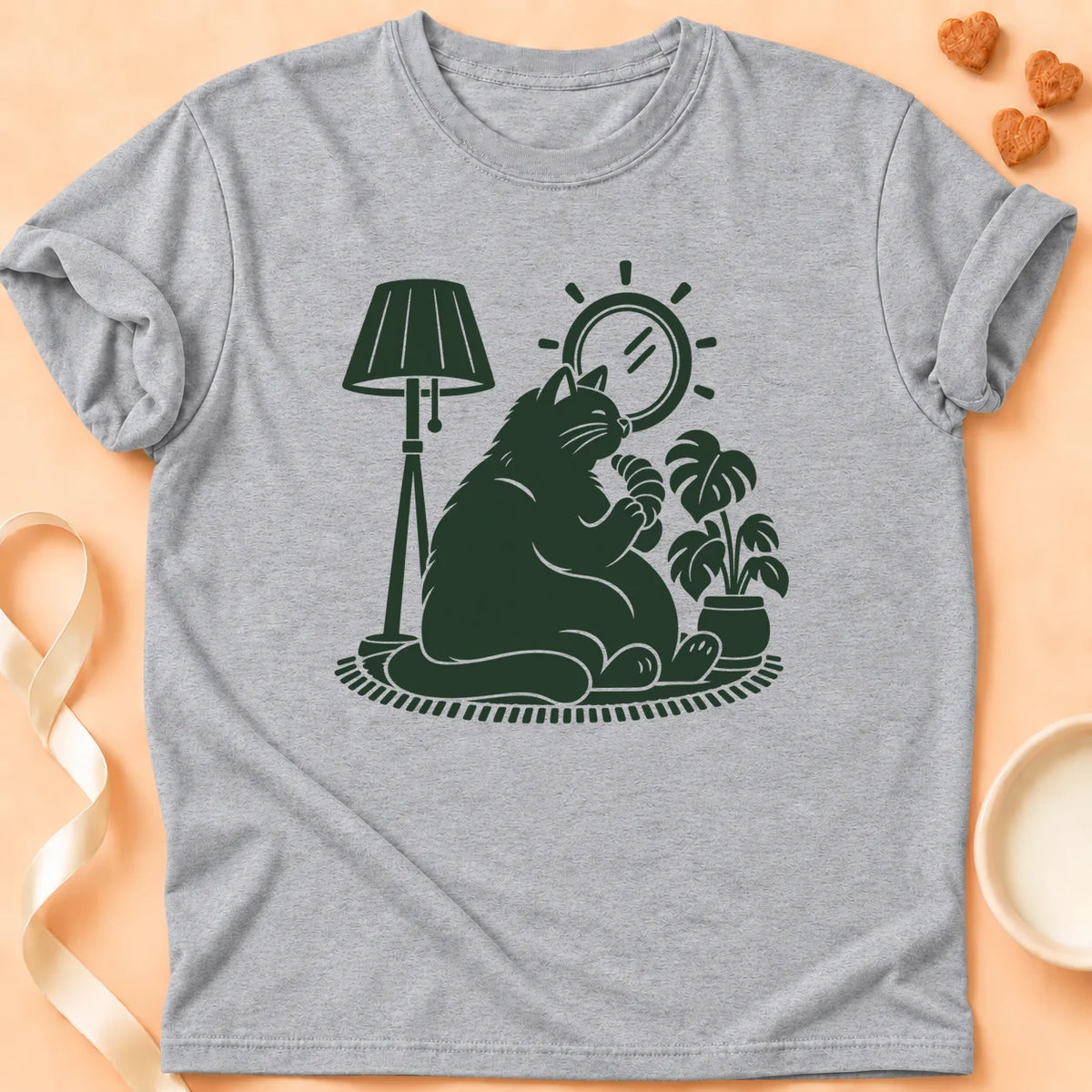 T-shirt chat Patoume – T-shirt Salon croissant – Gris