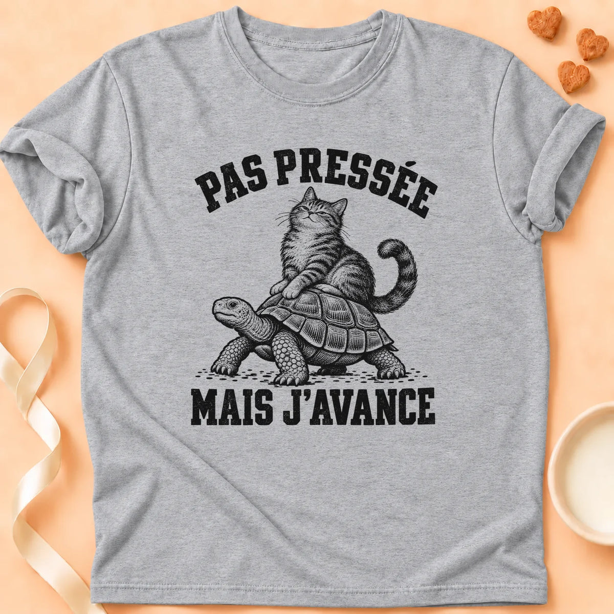 T-shirt chat Patoume – T-shirt Mon rythme – Gris