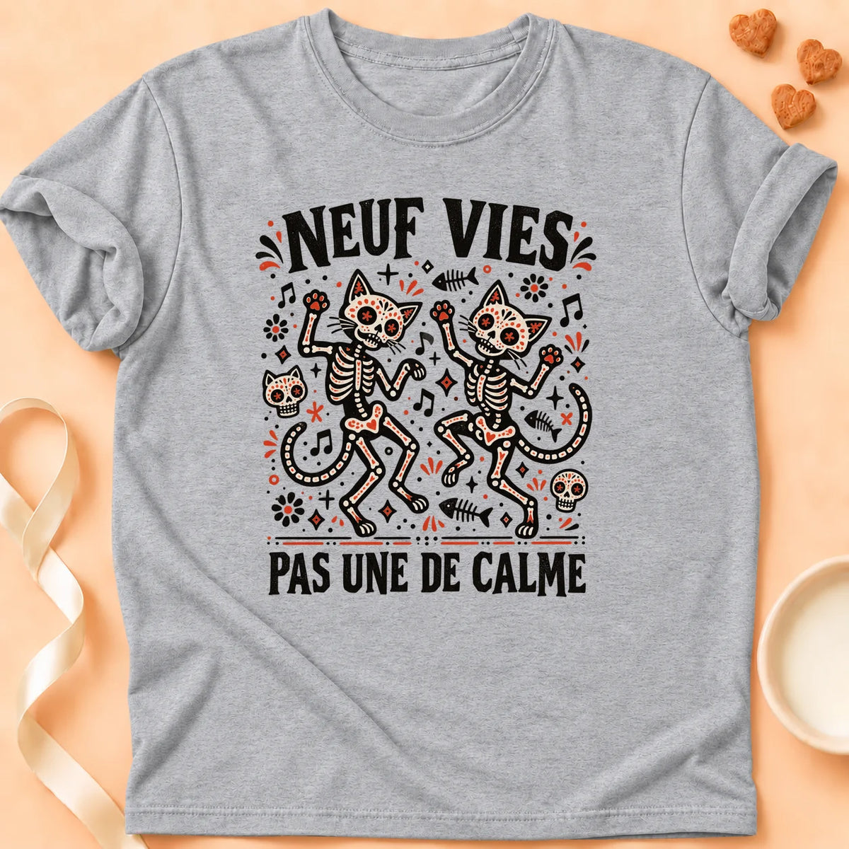 T-shirt chat Patoume – T-shirt Neuf vies – Gris