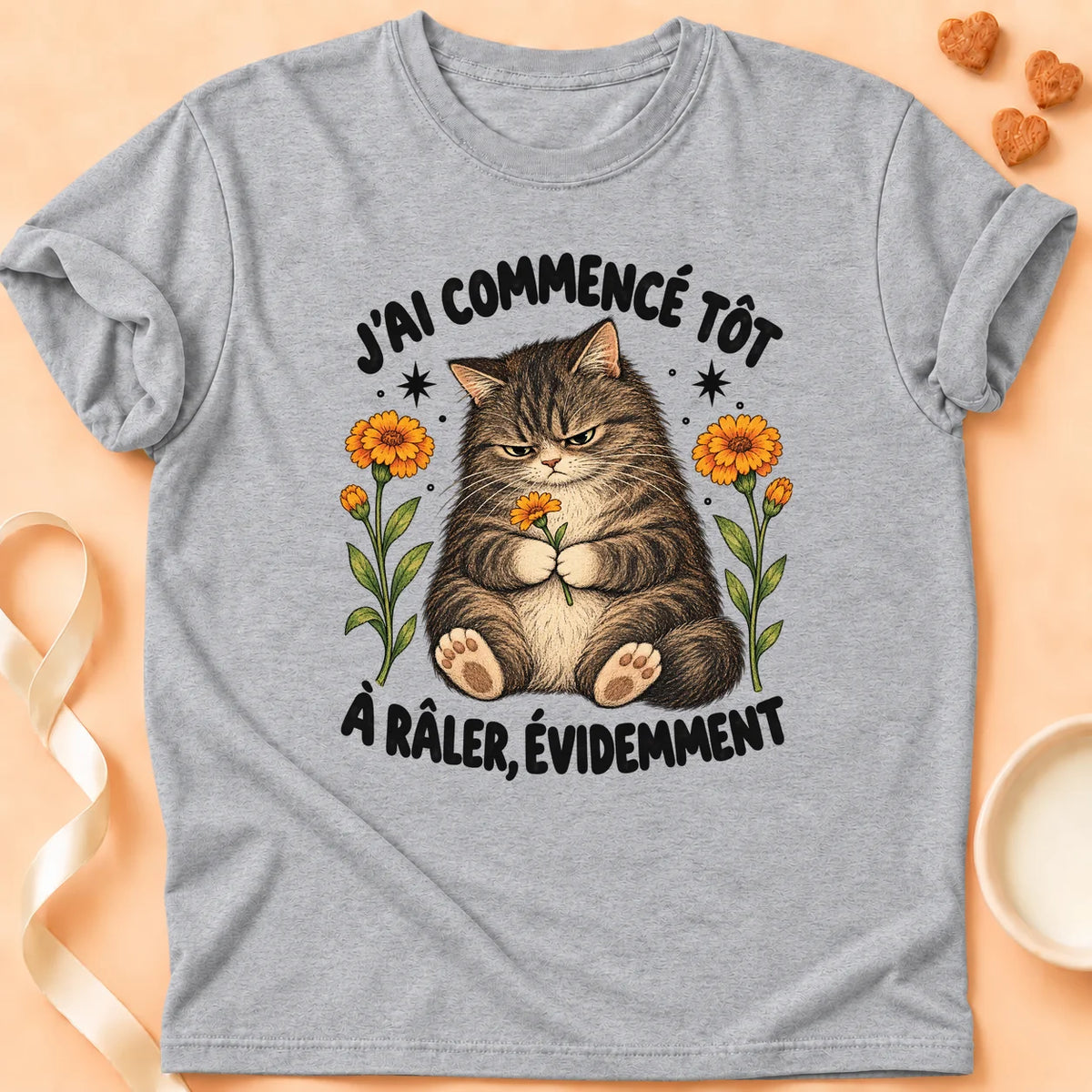 T-shirt chat Patoume – T-shirt Râler – Gris