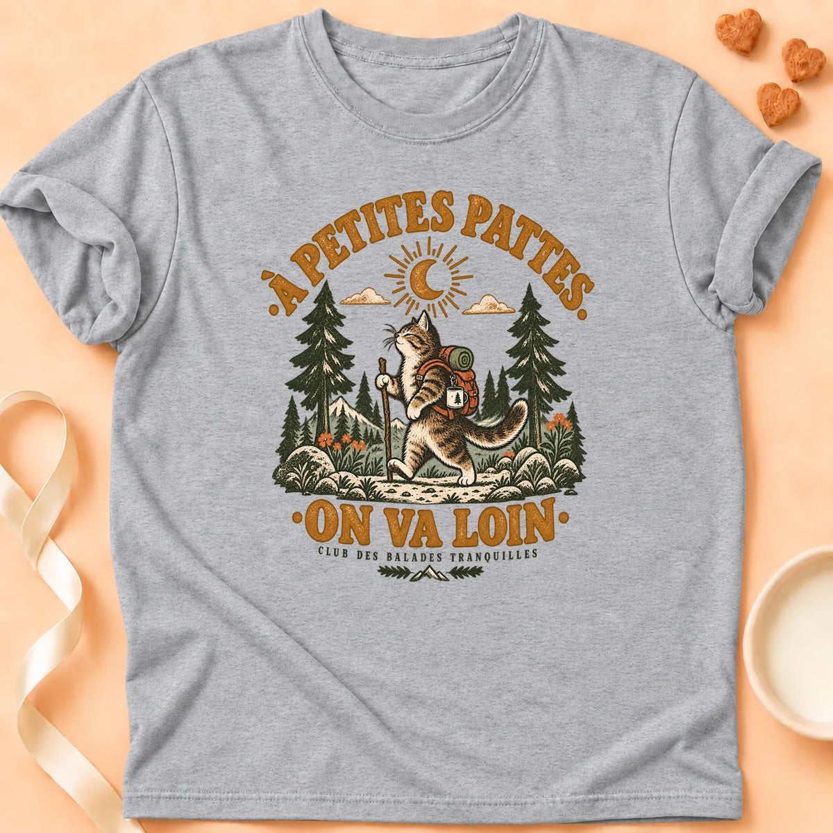 T-shirt chat Patoume – T-shirt On va loin – Gris
