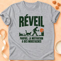 T-shirt chat Patoume – T-shirt La motivation réveil – Gris