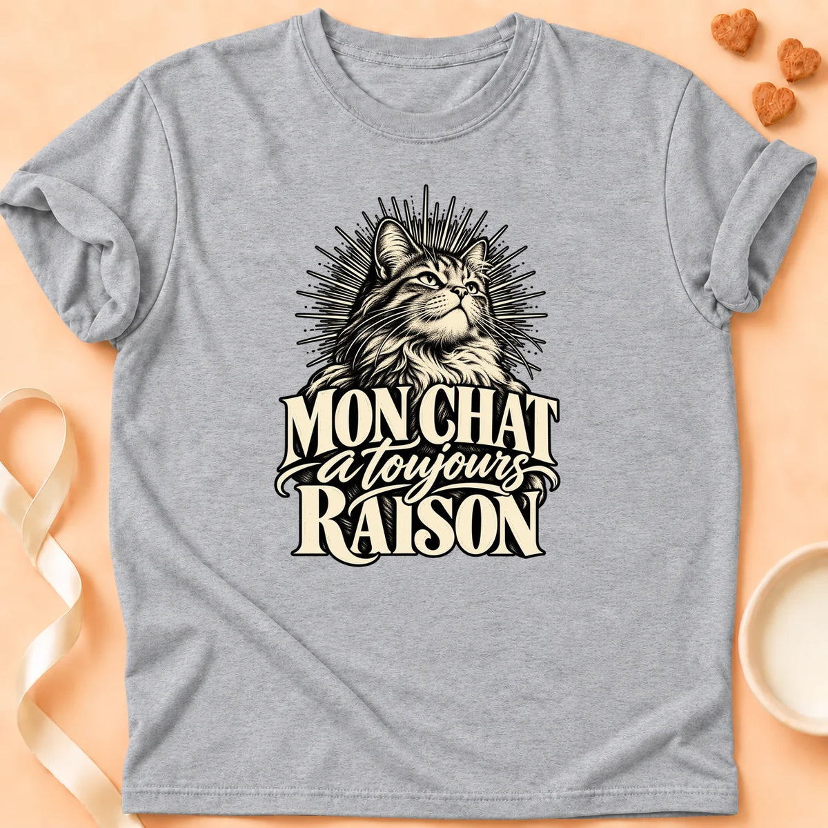 T-shirt chat Patoume – T-shirt Il a raison – Gris