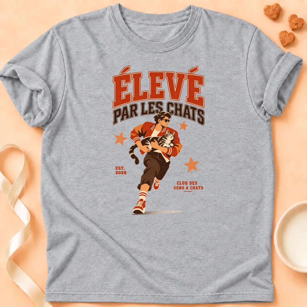 T-shirt chat Patoume – T-shirt Élevé – Gris