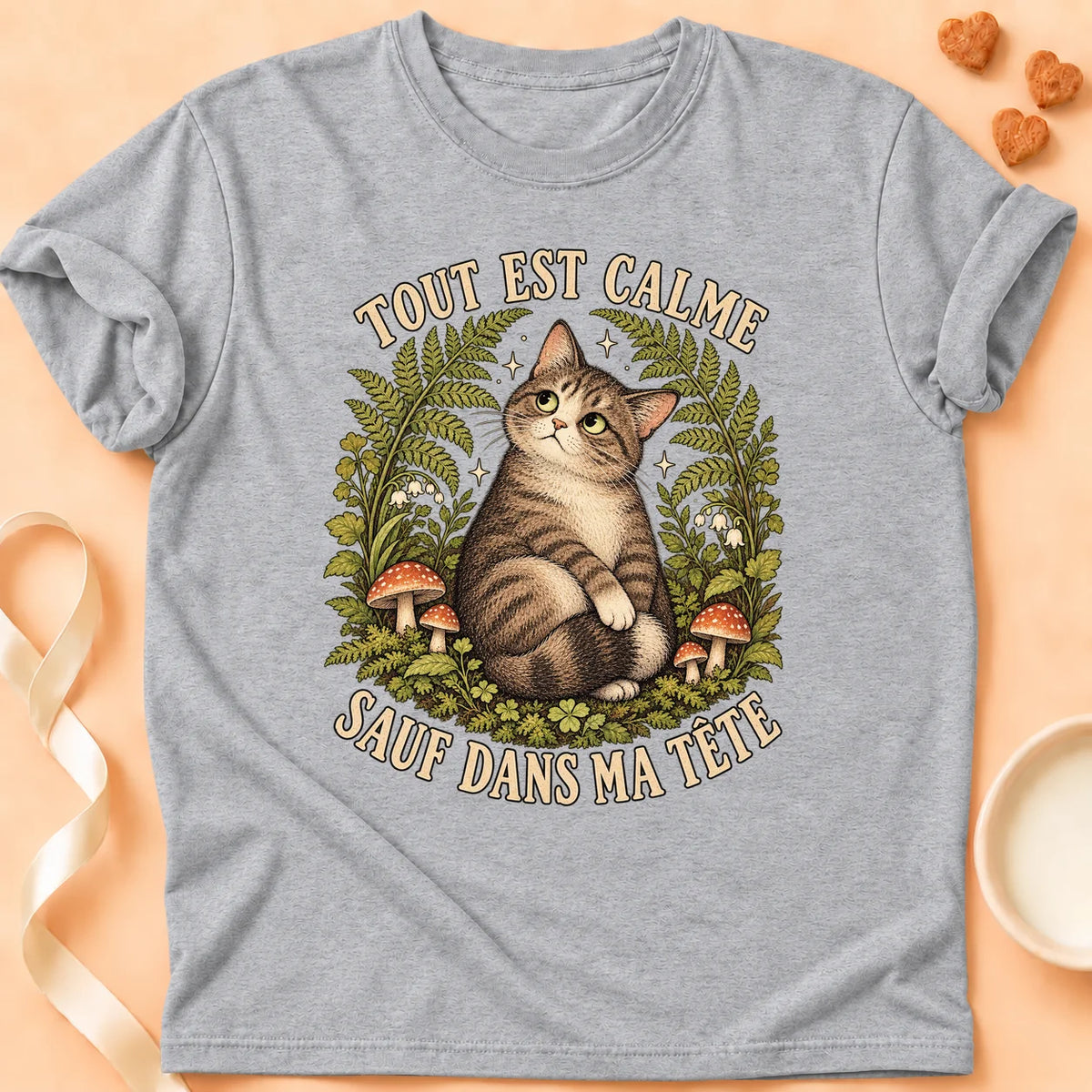 T-shirt chat Patoume – T-shirt Sauf dans ma – Gris