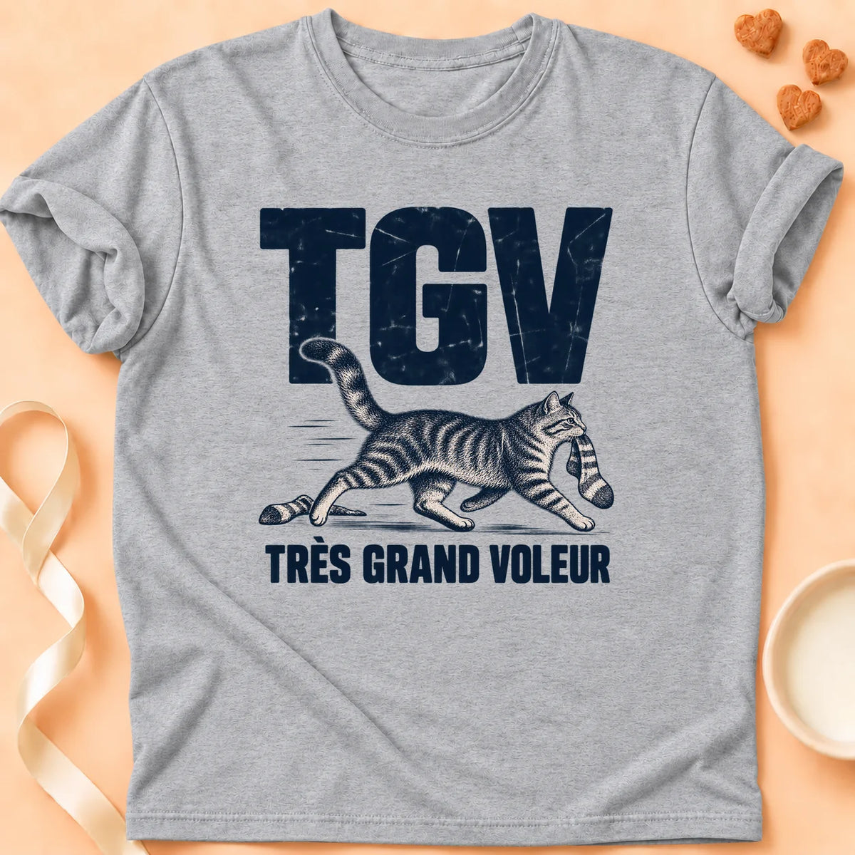 T-shirt chat Patoume – T-shirt Tgv – Gris