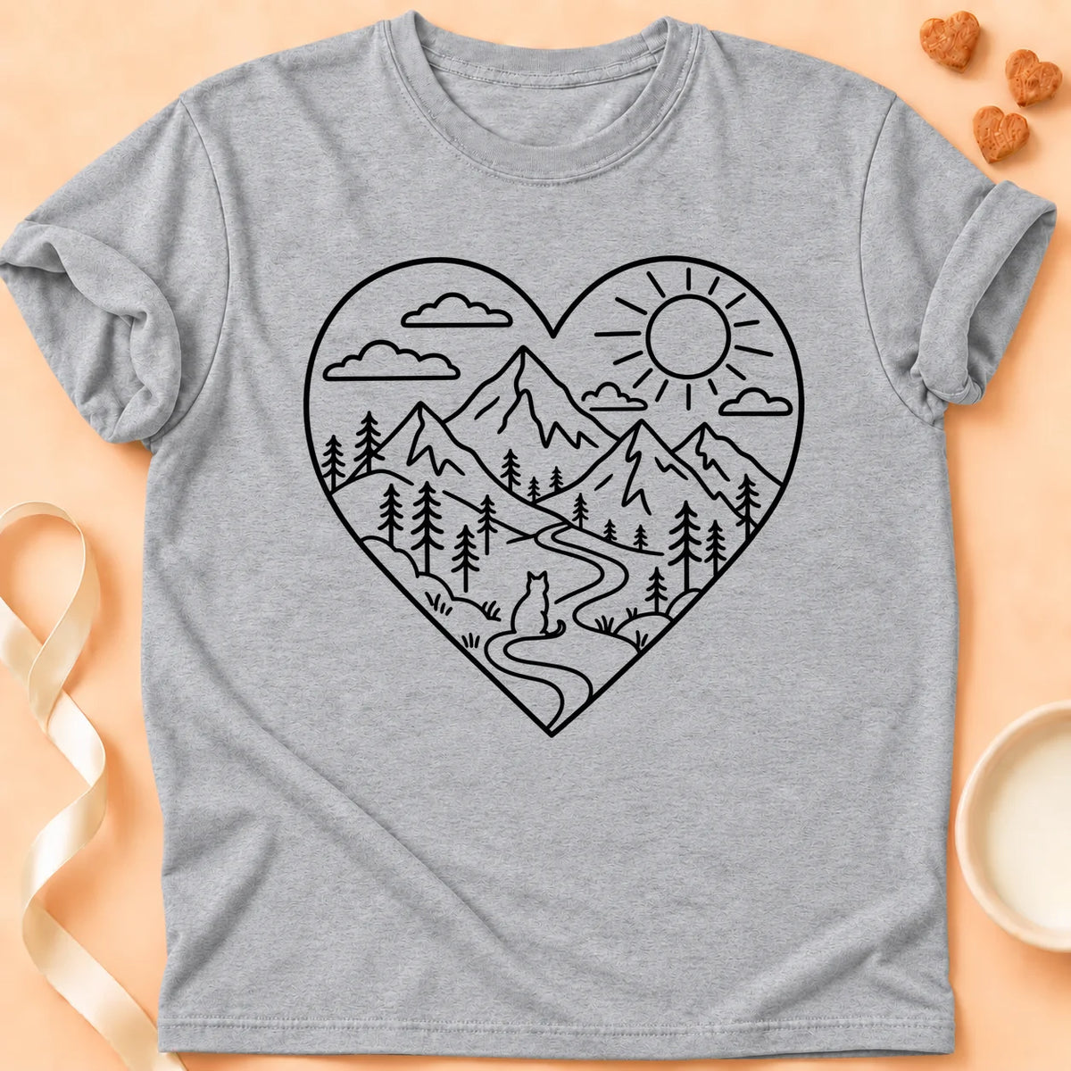 T-shirt chat Patoume – T-shirt Montagne – Gris