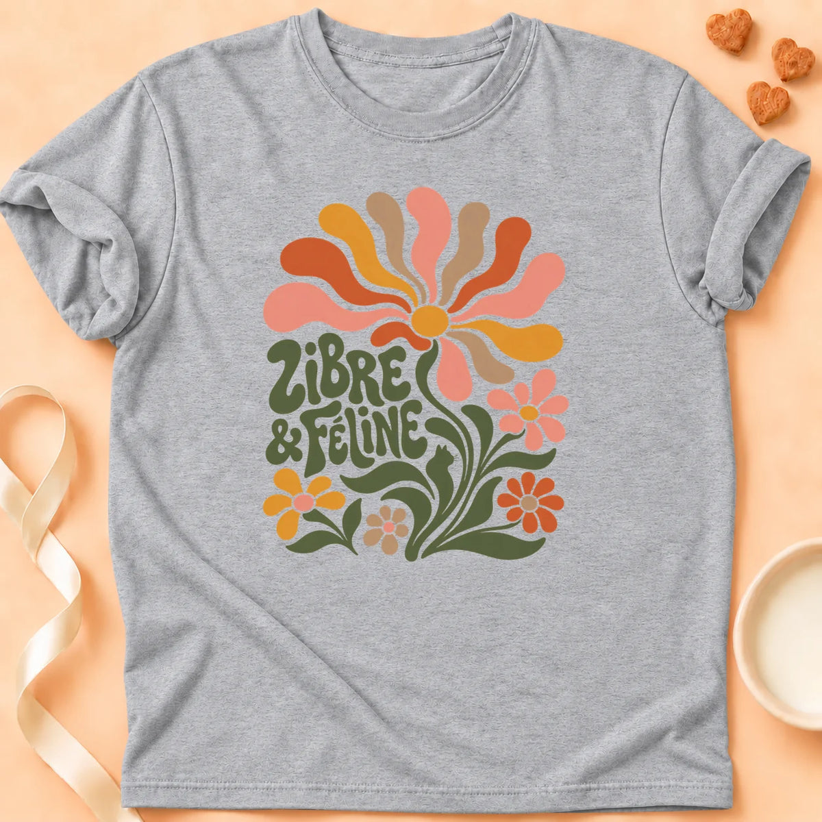 T-shirt chat Patoume – T-shirt Libre et féline – Gris