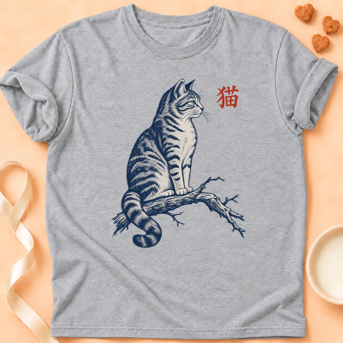 T-shirt chat Patoume – T-shirt Chat japonais – Gris