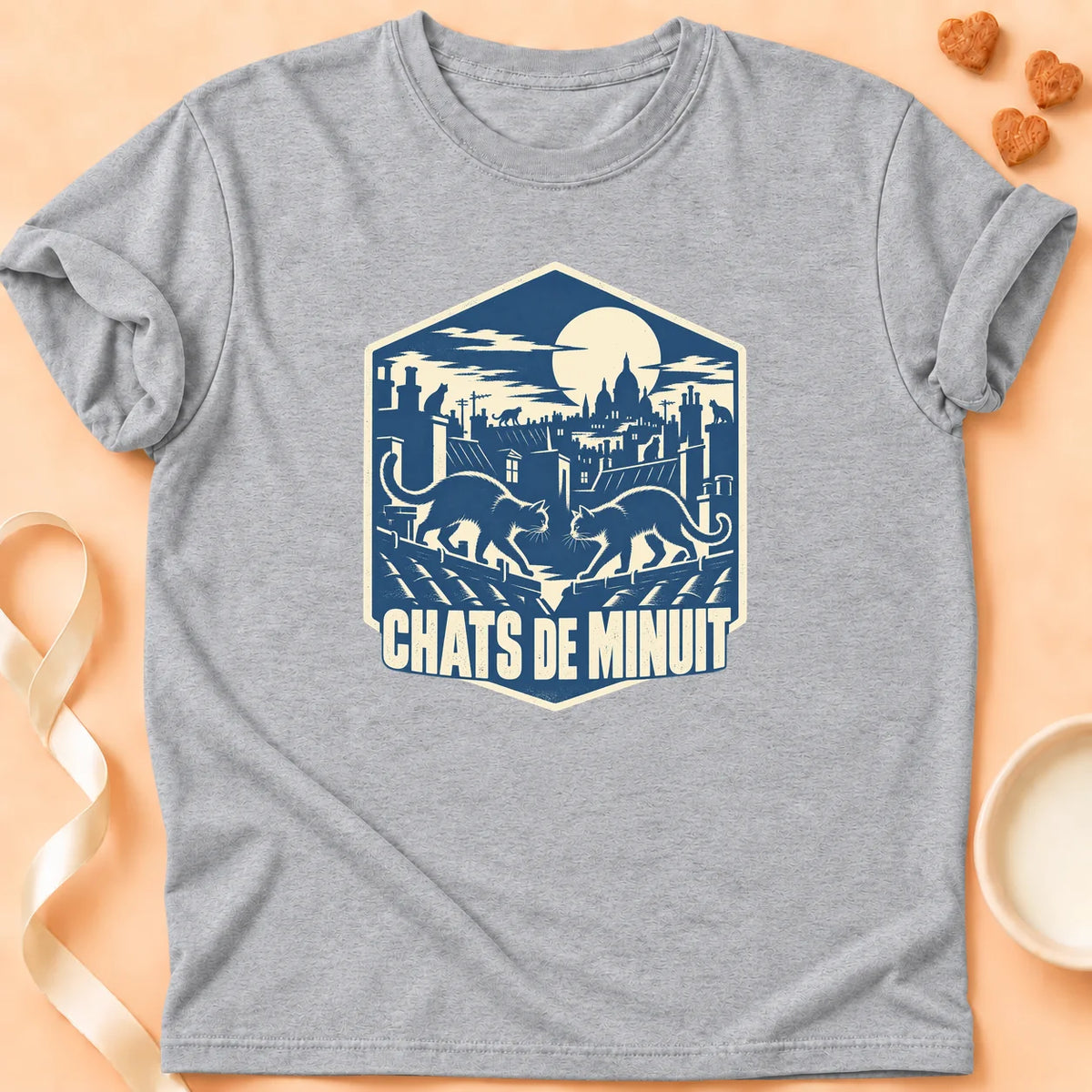 T-shirt chat Patoume – T-shirt Chat de minuit – Gris
