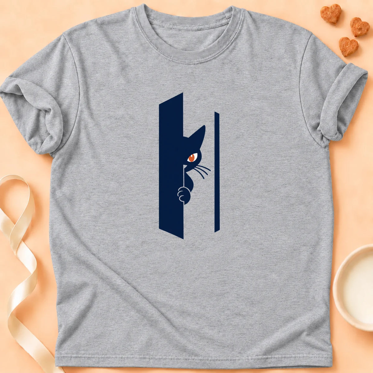 T-shirt chat Patoume – T-shirt Je passais juste voir – Gris