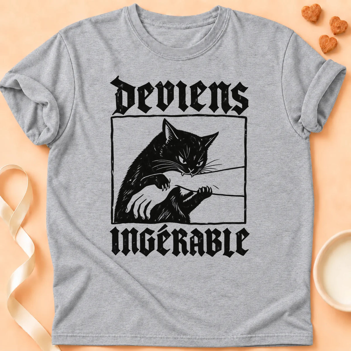 T-shirt chat Patoume – T-shirt Ingérable – Gris