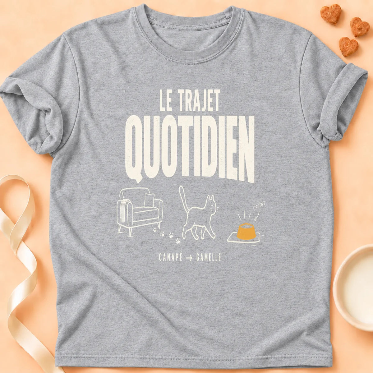 T-shirt chat Patoume – T-shirt Le trajet quotidien – Gris