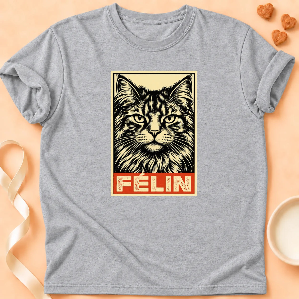 T-shirt chat Patoume – T-shirt Portrait – Gris