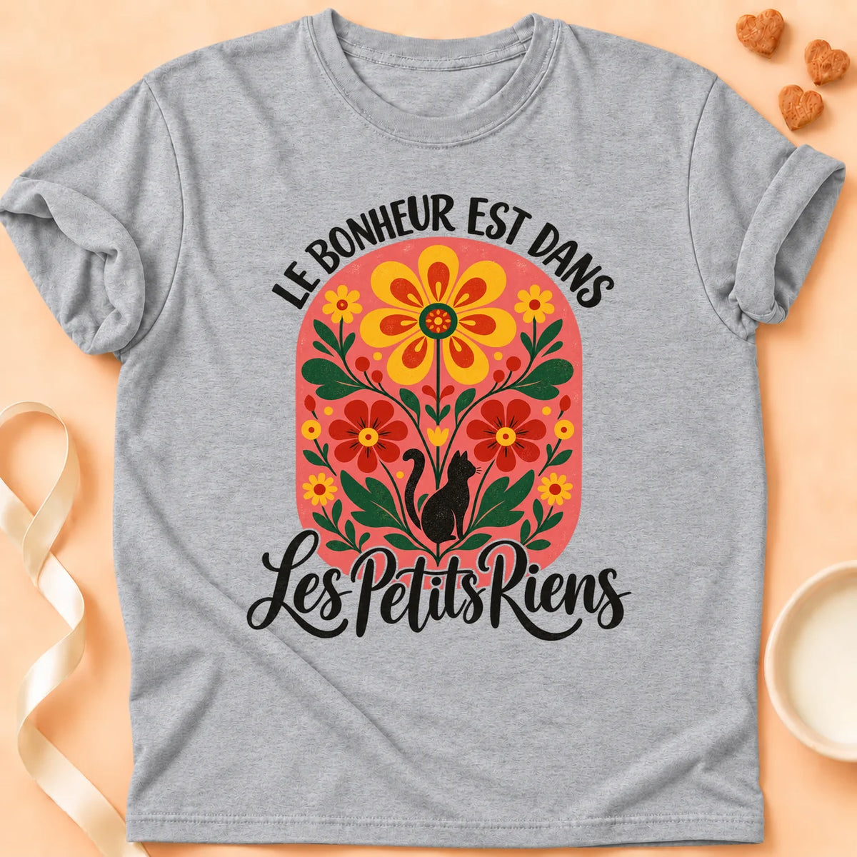 T-shirt chat Patoume – T-shirt Les petits riens – Gris