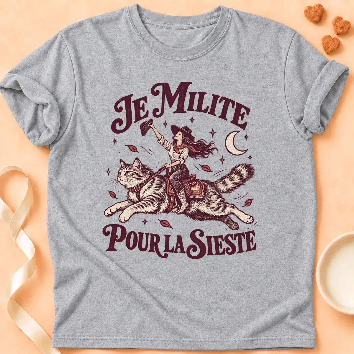 T-shirt chat Patoume – T-shirt Pour la sieste – Gris