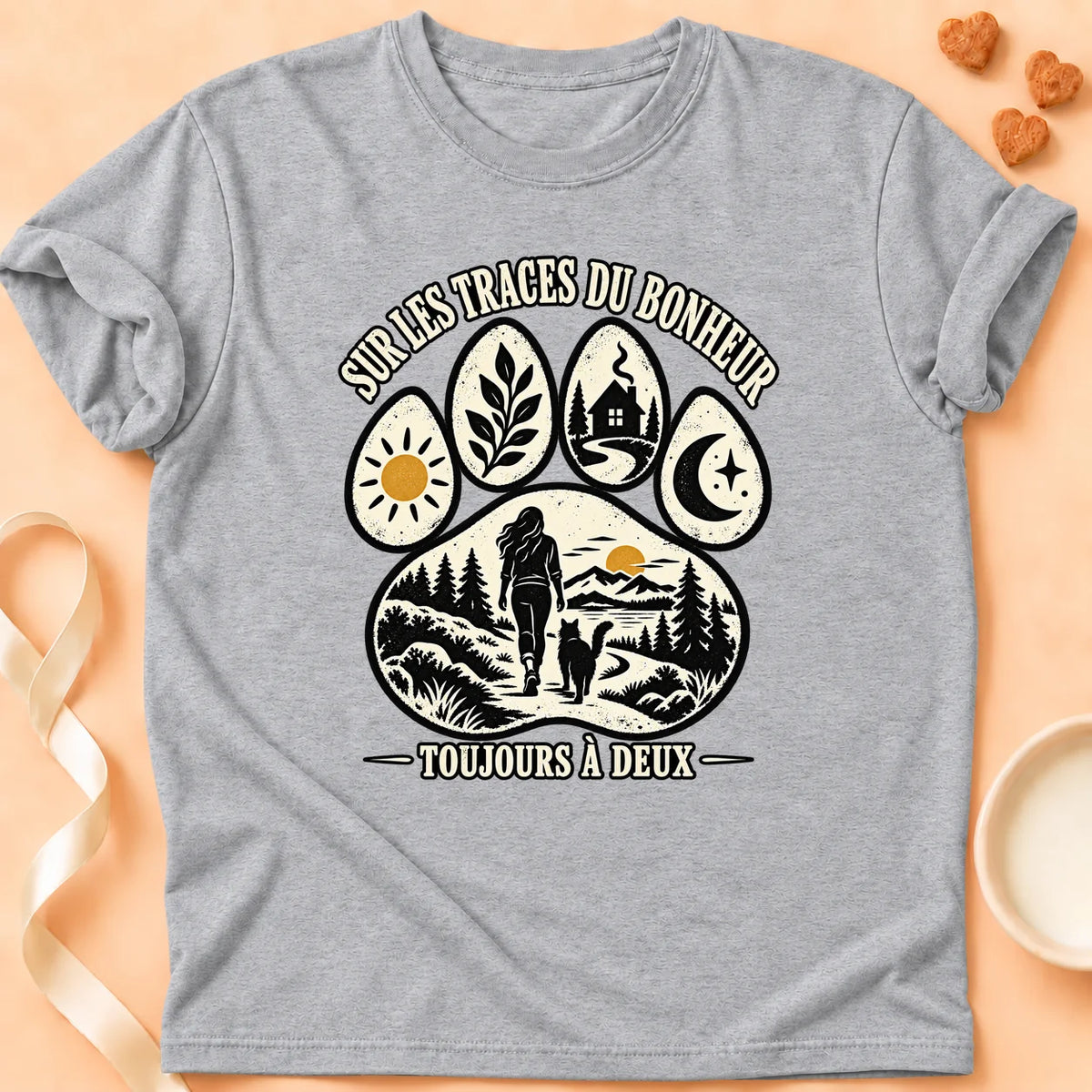 T-shirt chat Patoume – T-shirt Toujours à deux – Gris