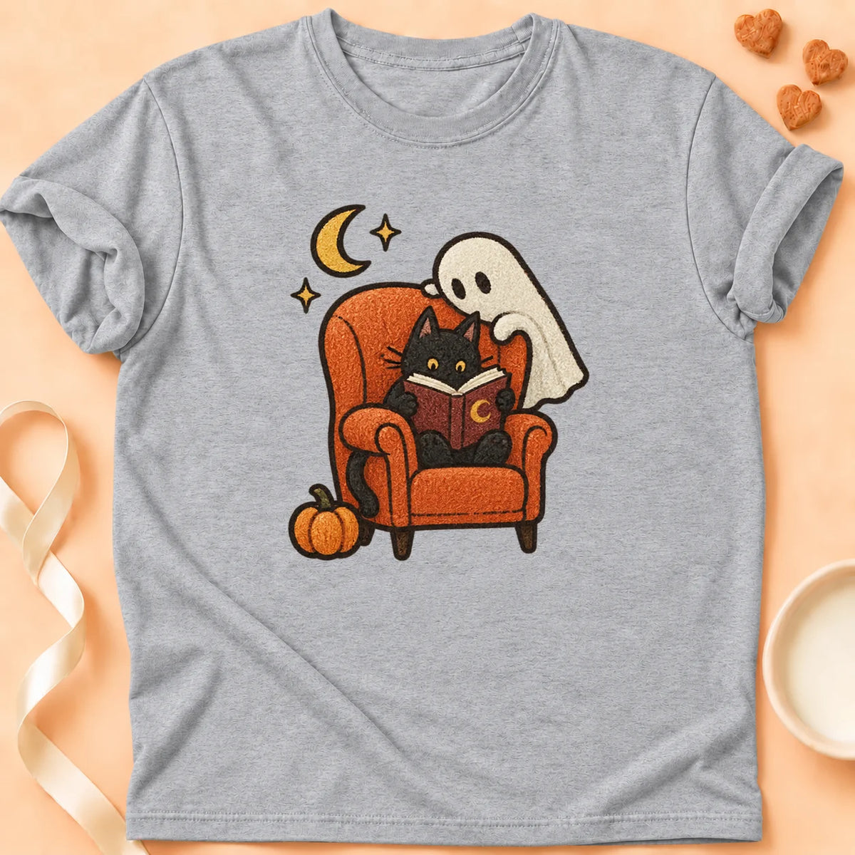 T-shirt chat Patoume – T-shirt Histoires du soir – Gris