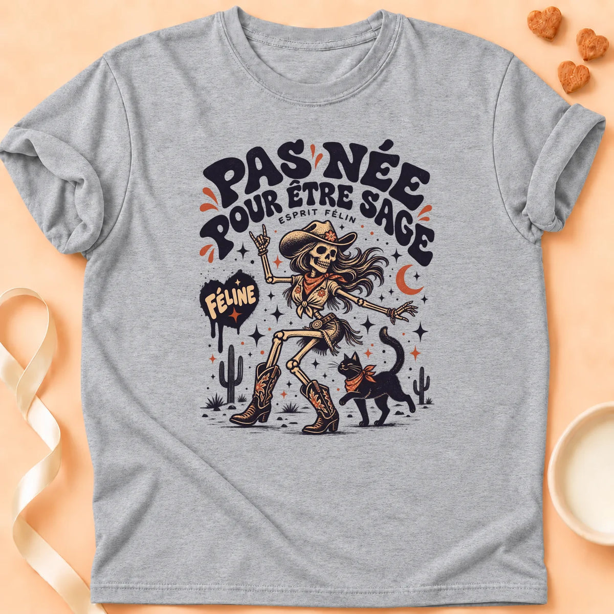 T-shirt chat Patoume – T-shirt Pas sage – Gris