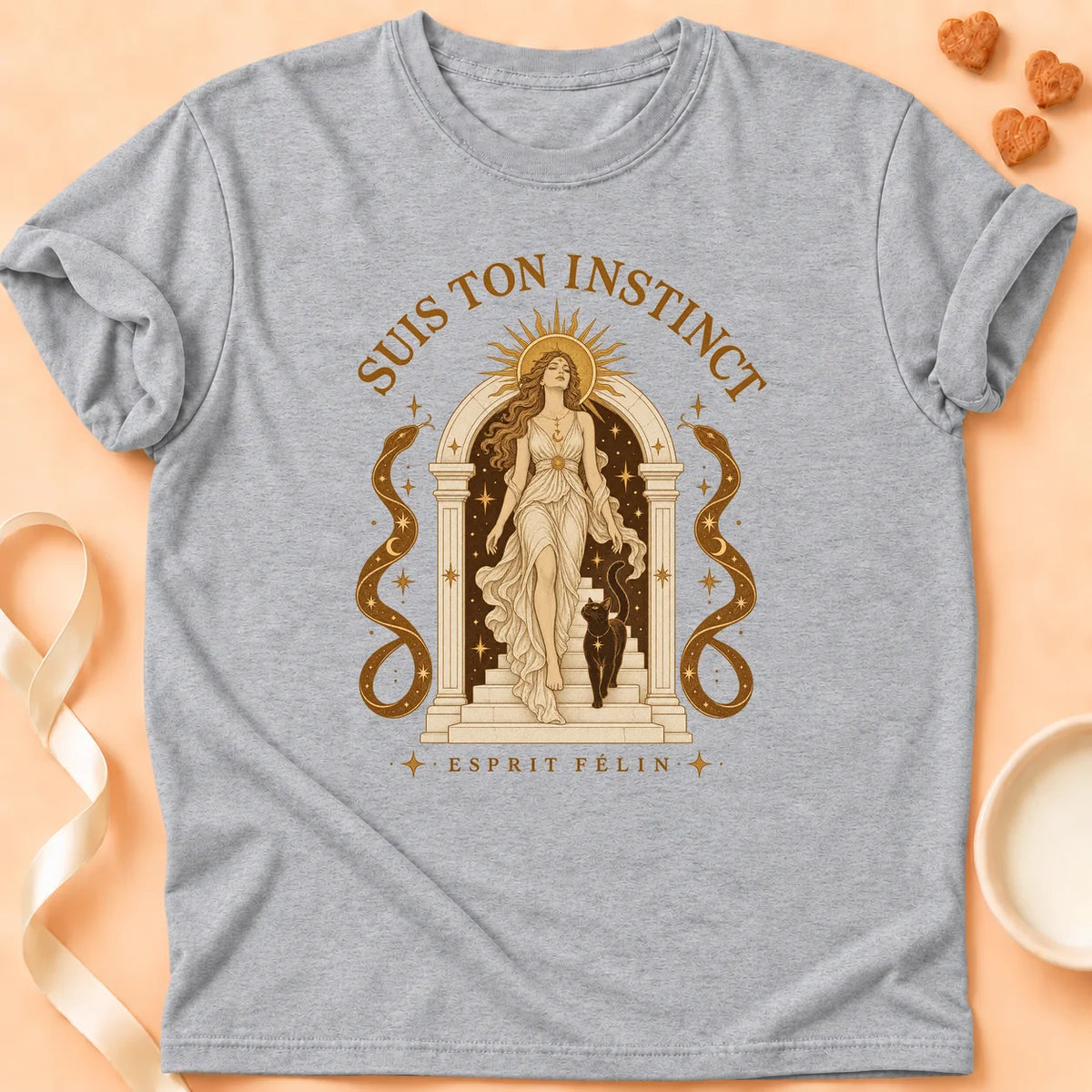 T-shirt chat Patoume – T-shirt Suis ton instinct – Gris