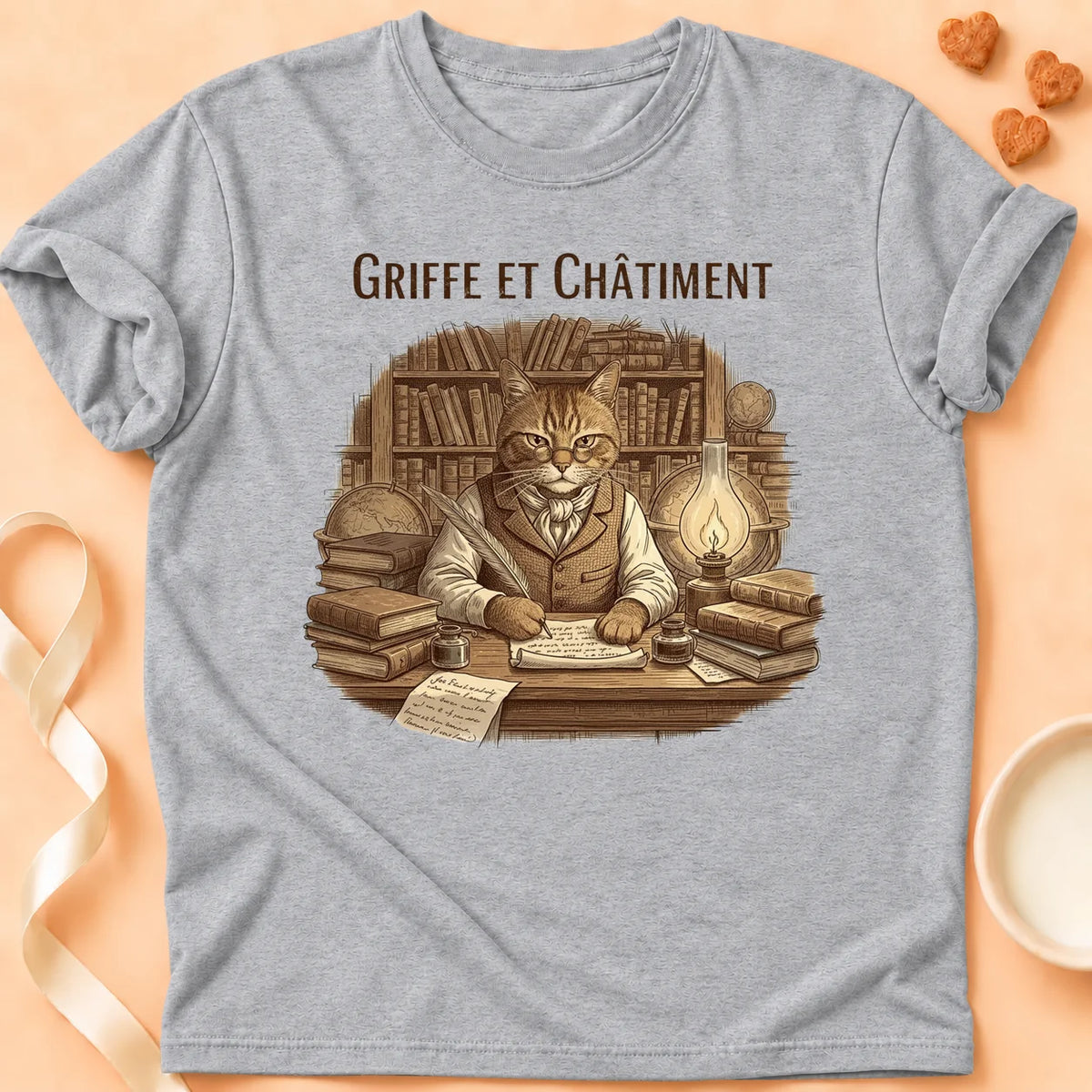 T-shirt chat Patoume – T-Shirt Châtiment – Gris