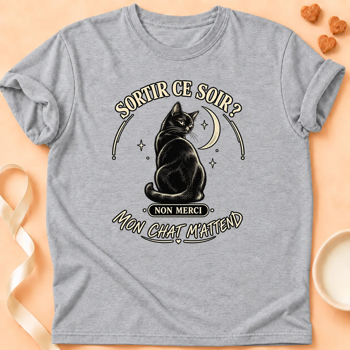 T-shirt chat Patoume – T-shirt Sortir ce soir – Gris