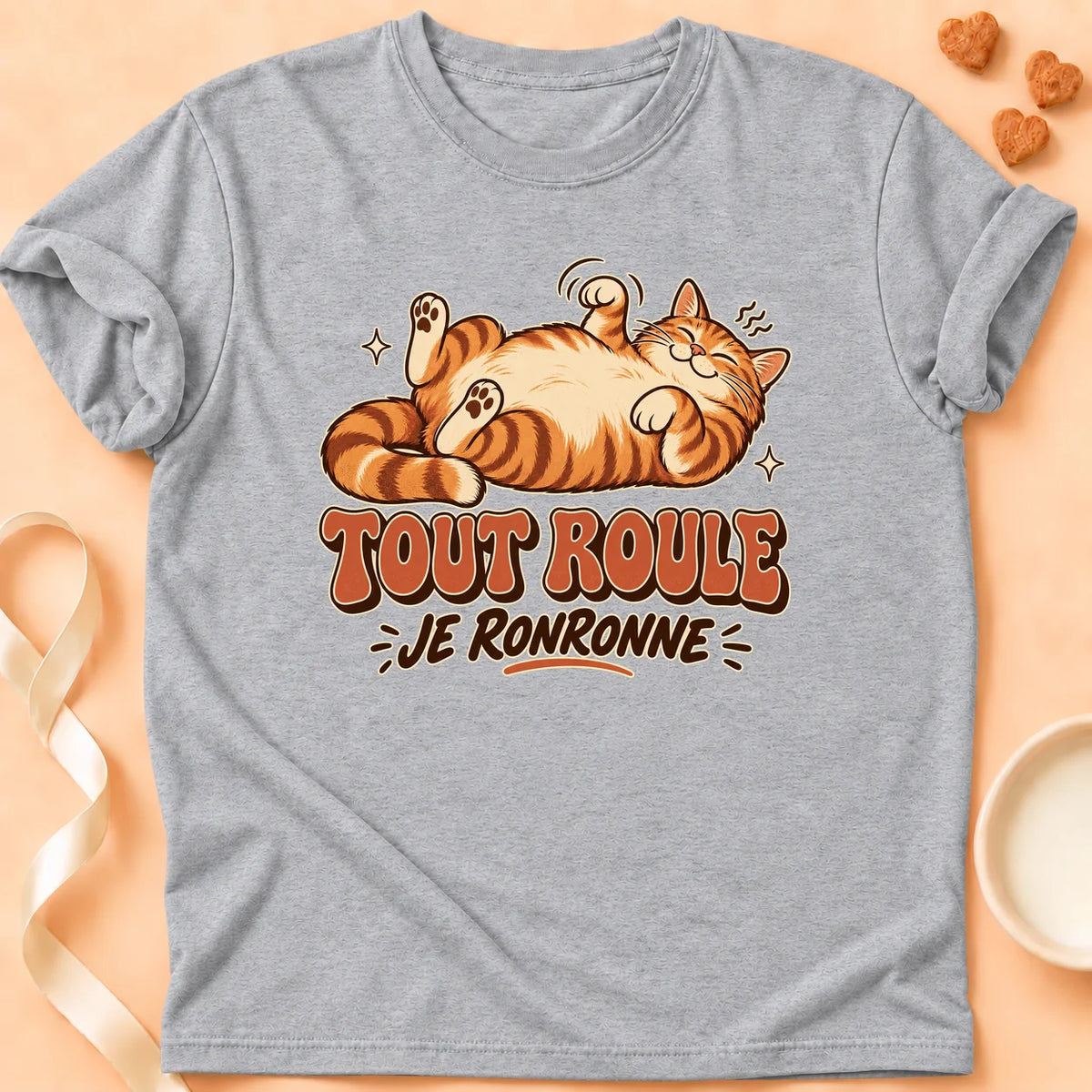 T-shirt chat Patoume – T-shirt Tout roule – Gris