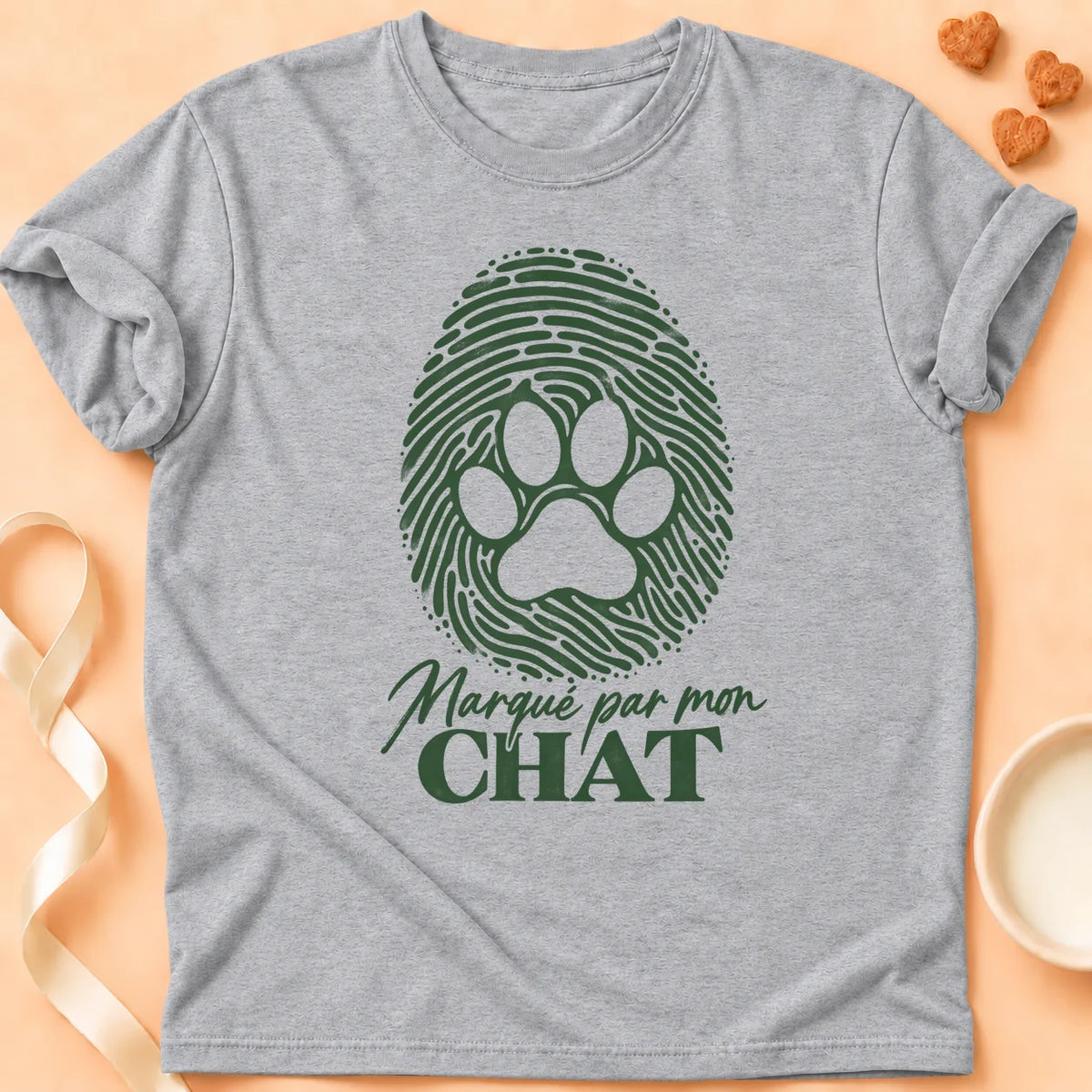 T-shirt chat Patoume – T-shirt Marqué par mon chat – Gris