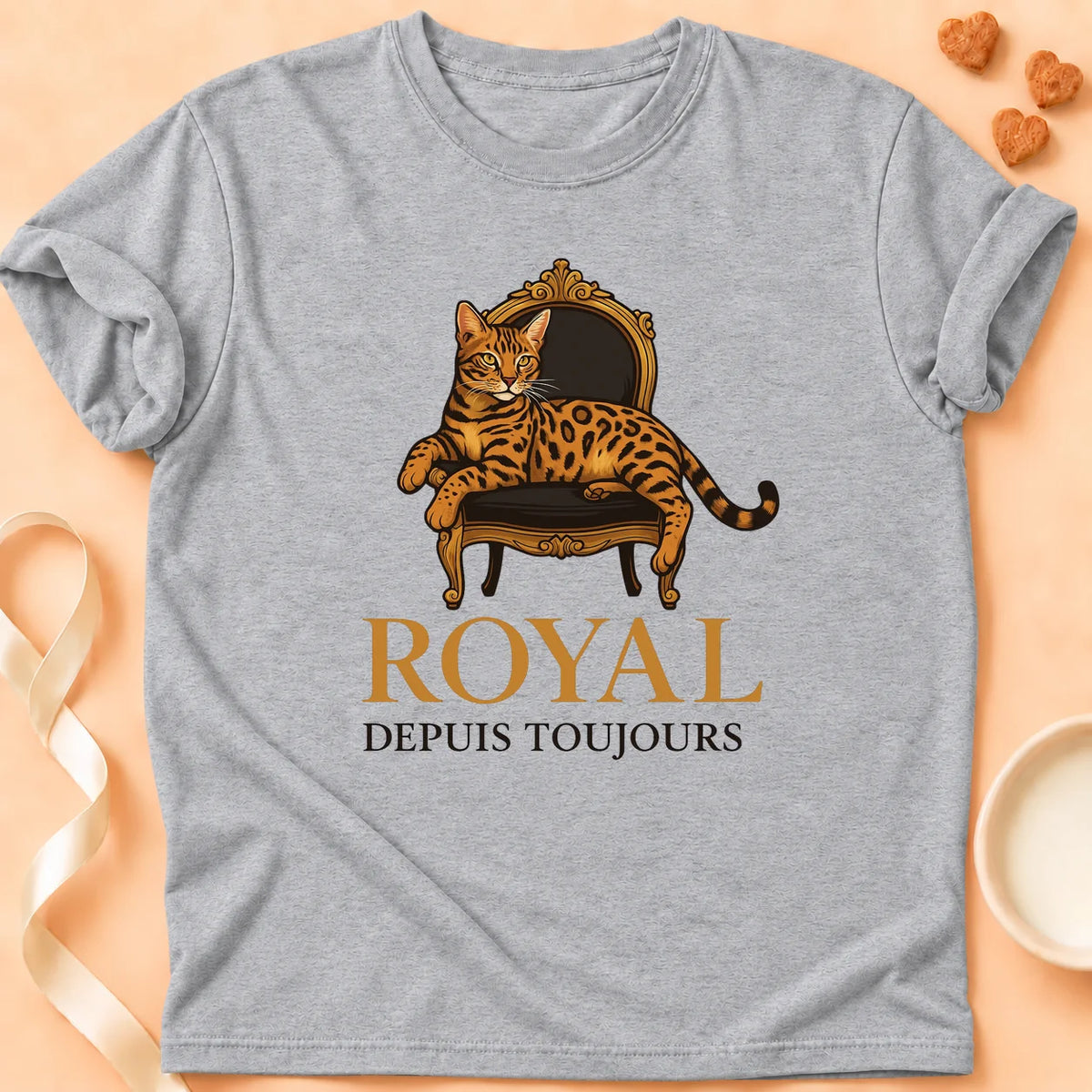 T-shirt chat Patoume – T-Shirt Royal – Gris
