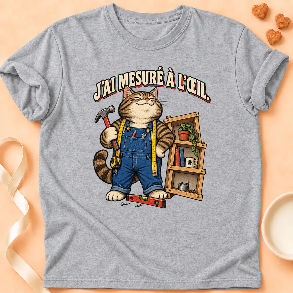 T-shirt chat Patoume – T-shirt Mesure à l'oeil – Gris