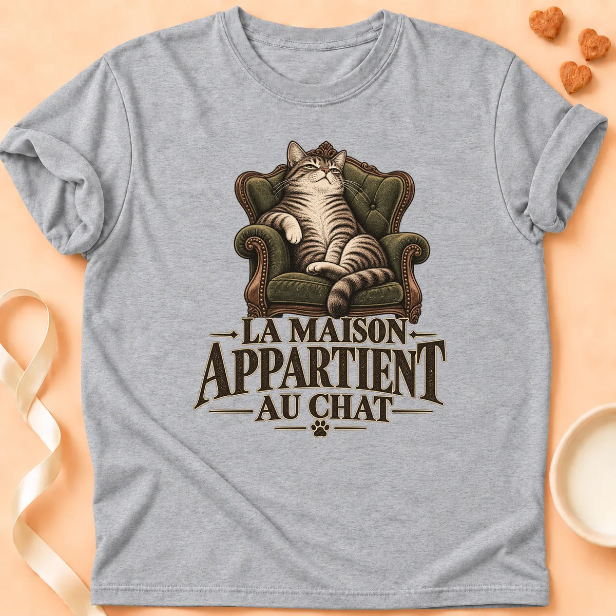 T-shirt chat Patoume – T-shirt Sa maison – Gris