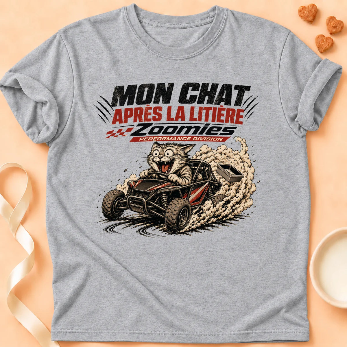 T-shirt chat Patoume – T-Shirt Zoomies – Gris