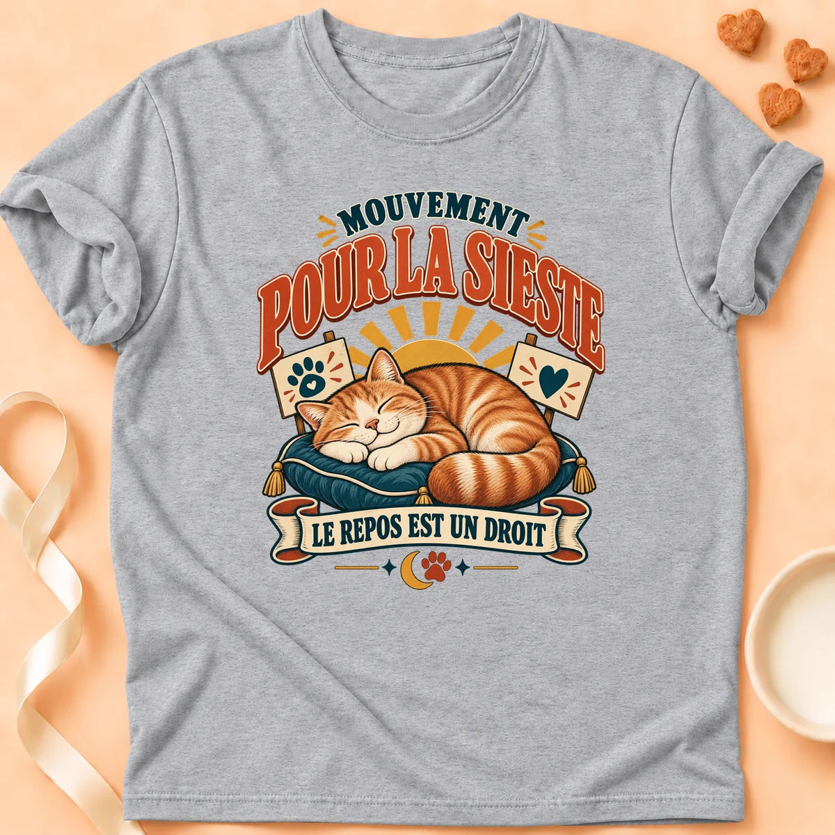 T-shirt chat Patoume – T-shirt Siesta – Gris