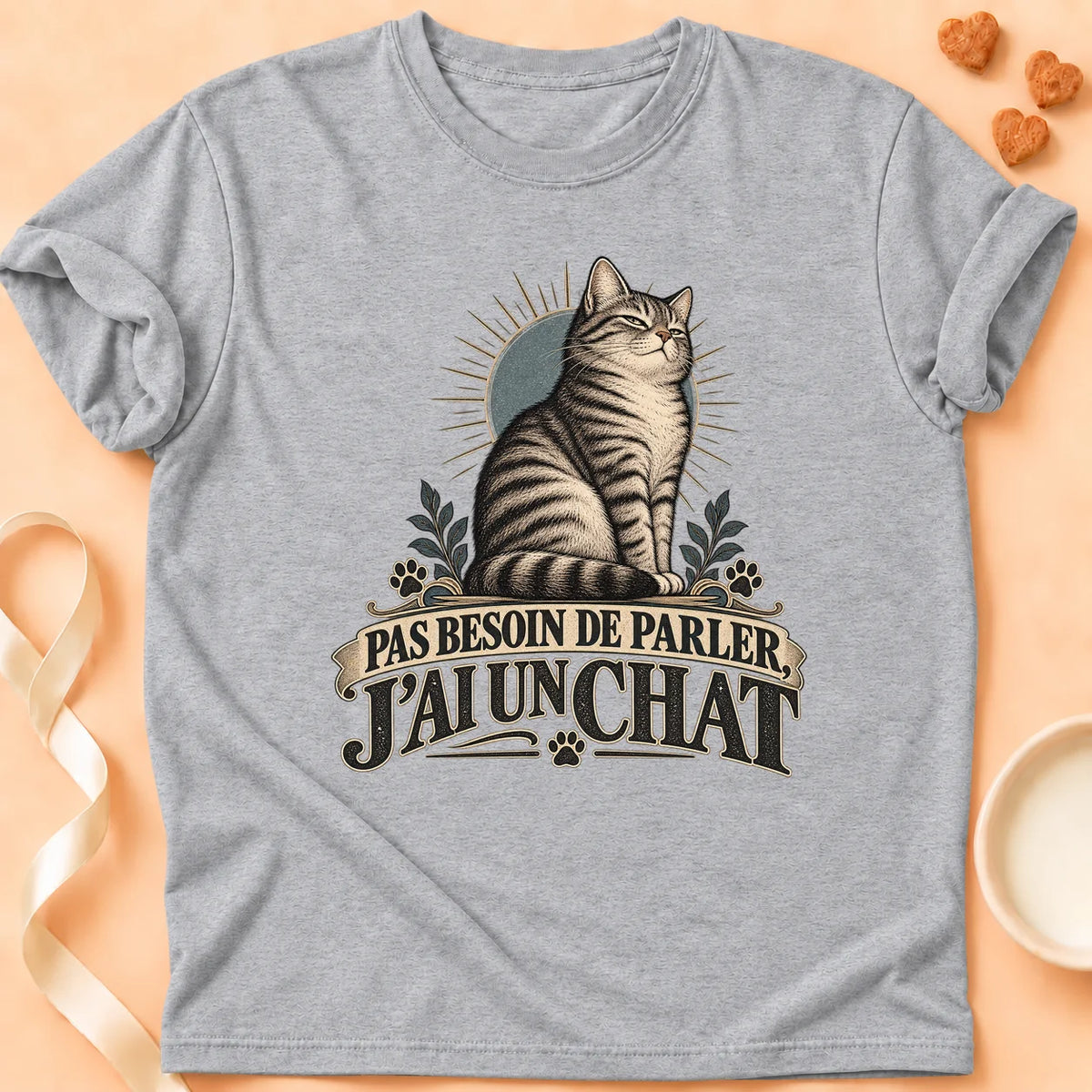 T-shirt chat Patoume – T-shirt Son coupé – Gris