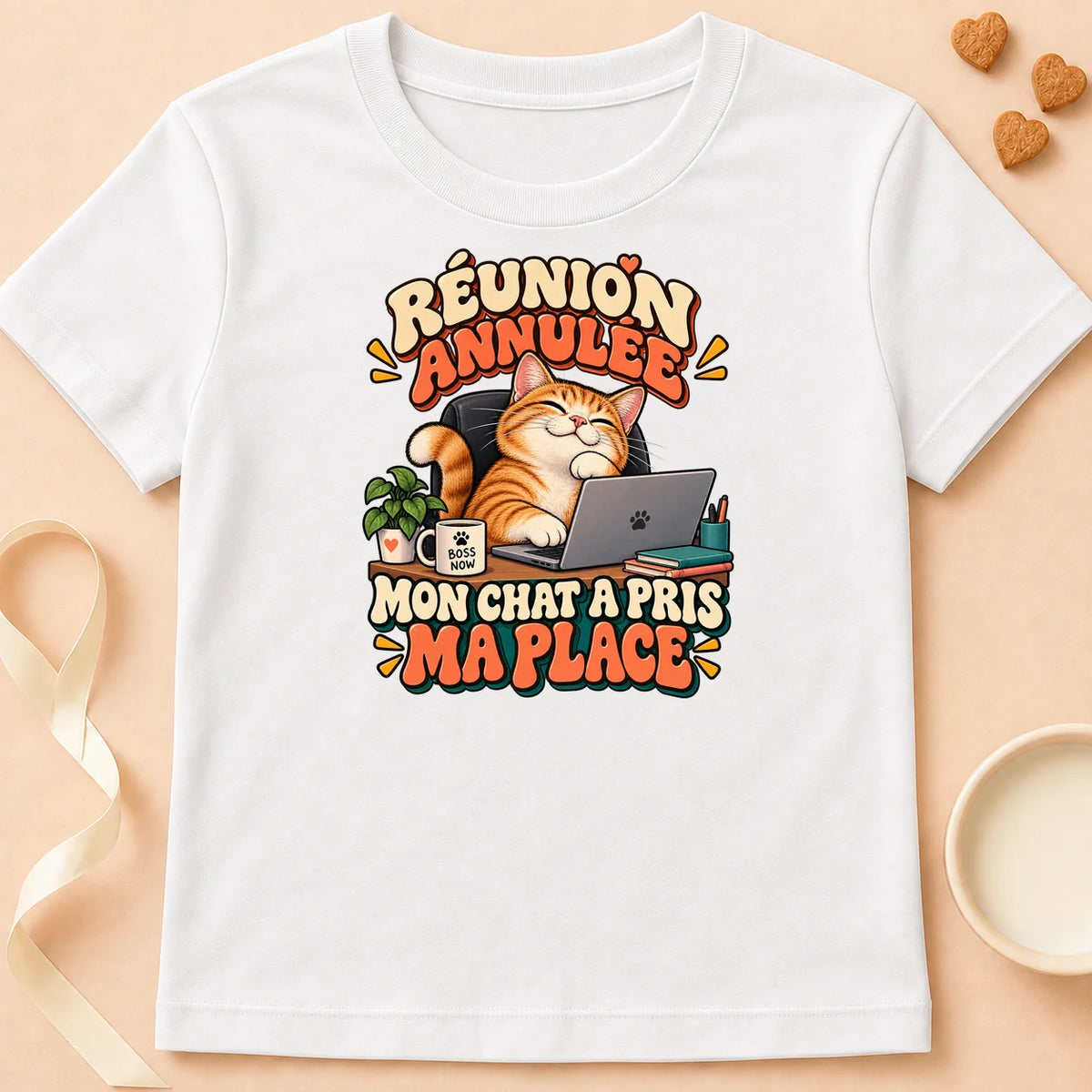 T-shirt chat Patoume – T-shirt Meeting Annulée – Blanc