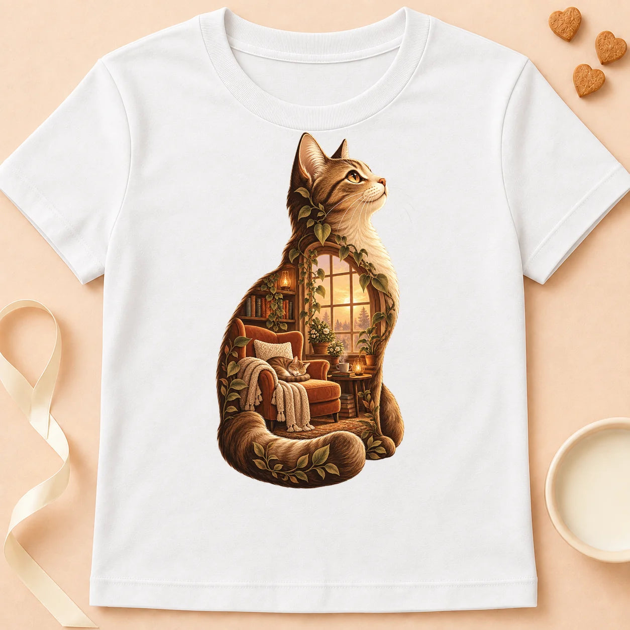 T-shirt chat Patoume – T-shirt Sérénitude – Blanc