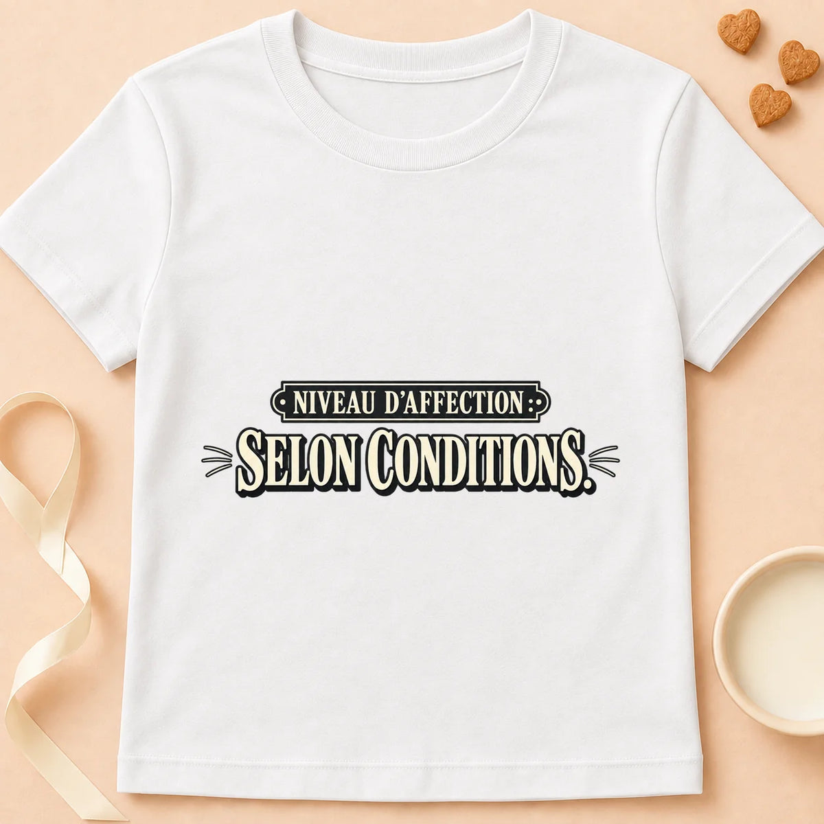 T-shirt chat Patoume – T-shirt Niveau d’affection – Blanc