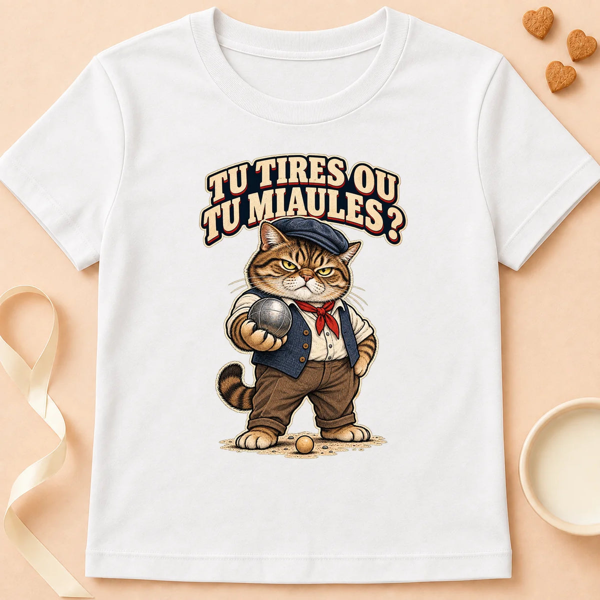 T-shirt chat Patoume – T-shirt Tu tires ou tu miaules – Blanc