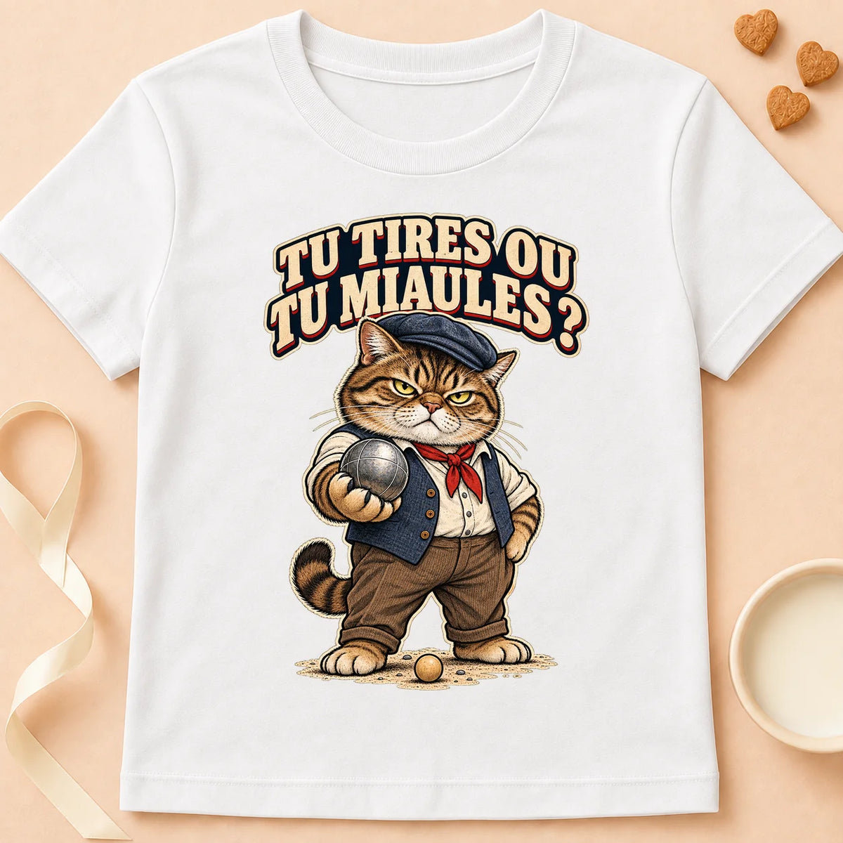 T-shirt chat Patoume – T-shirt Tu tires ou tu miaules – Blanc