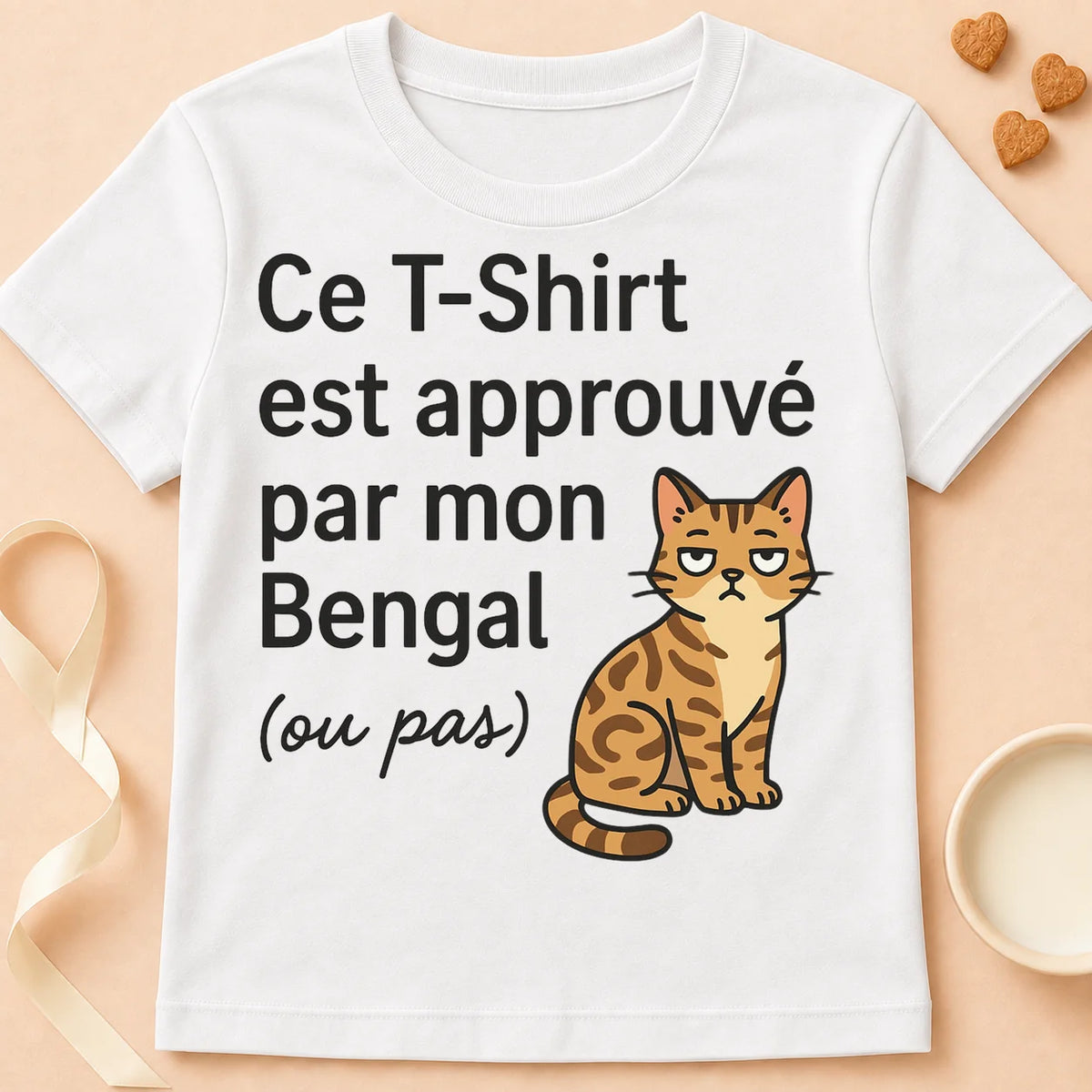 T-shirt chat Patoume – T-Shirt Approuvé – Blanc