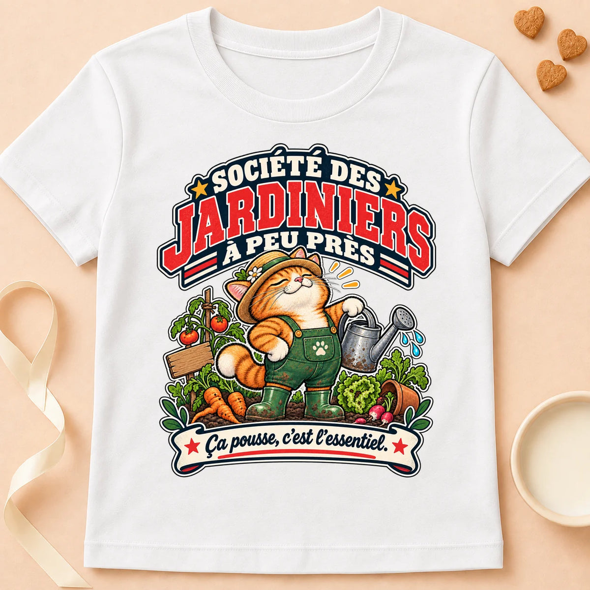 T-shirt chat Patoume – T-shirt Club des jardiniers – Blanc