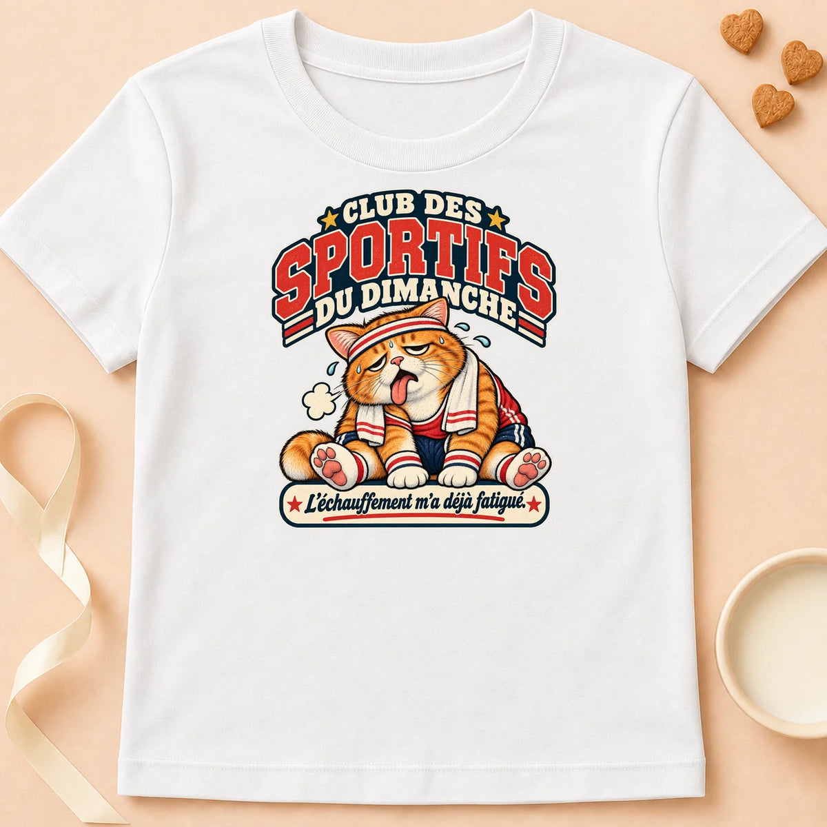T-shirt chat Patoume – T-shirt Pas trop sportif – Blanc