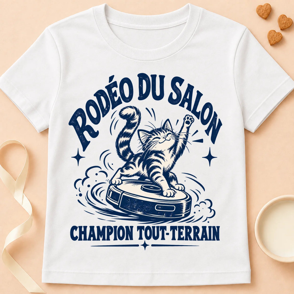 T-shirt chat Patoume – T-shirt Rodéo du salon – Blanc