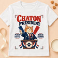 T-shirt chat Patoume – T-shirt Chaton président – Blanc