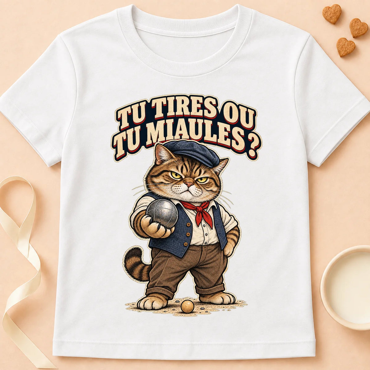T-shirt chat Patoume – T-shirt Tu tires ou tu miaules – Blanc