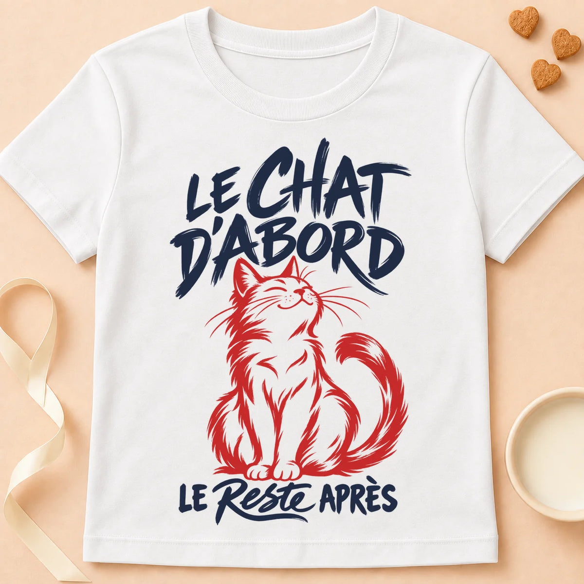 T-shirt chat Patoume – T-shirt Le chat d’abord – Blanc