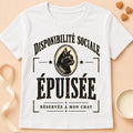 T-shirt chat Patoume – T-shirt Disponibilité sociale – Blanc